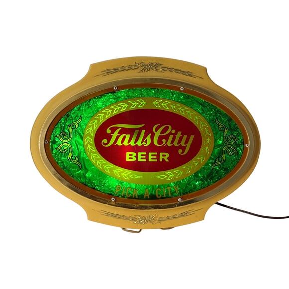 Vintage 1981 Falls City Beer Lighted Sign Oval Wall Bar Decor Pick A City - Picture 6 of 16